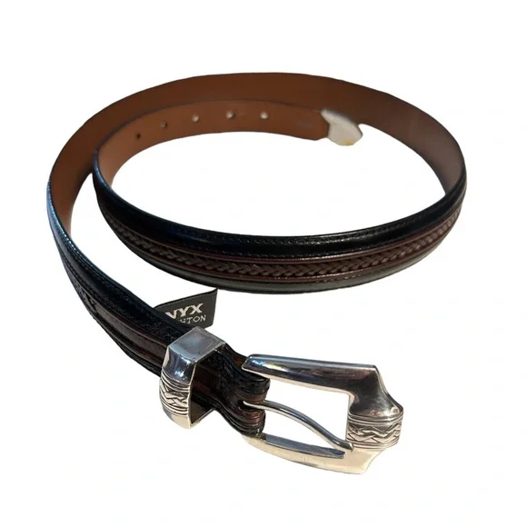 Brighton Onyx Black Brown Leather Belt Silver Buckle Tip Classic 42 XL Brighton Onyx Belt - Etsy main image 4